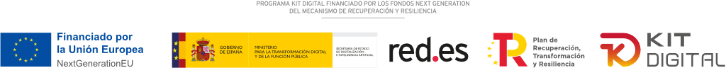 Logotipos Red.es, Kit Digital, Plan de Recuperación, Transformación y Resiliencia y Fondos Next GenerationEU